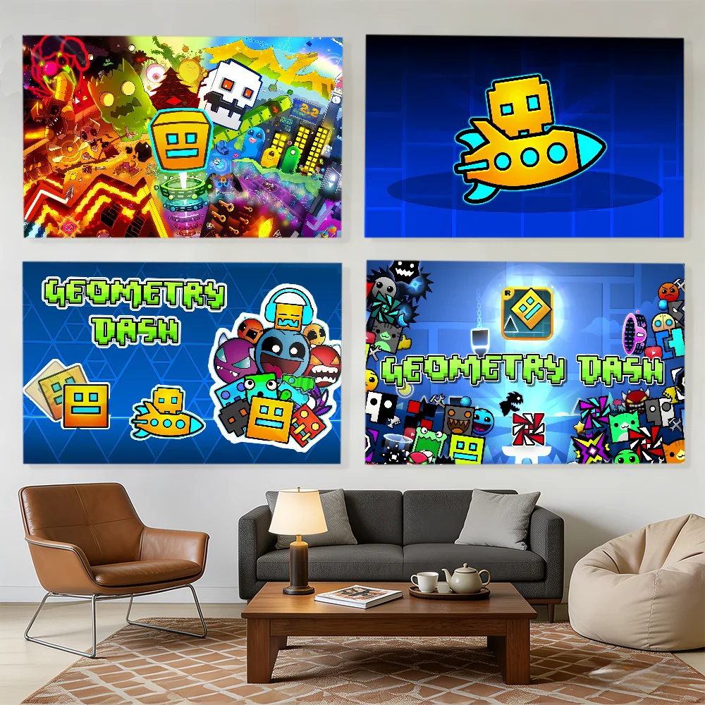 Banderas decorativas del juego Geometry Dash, adecuadas para acampar al aire libre, fiestas familiares y paredes de jardín, regalo