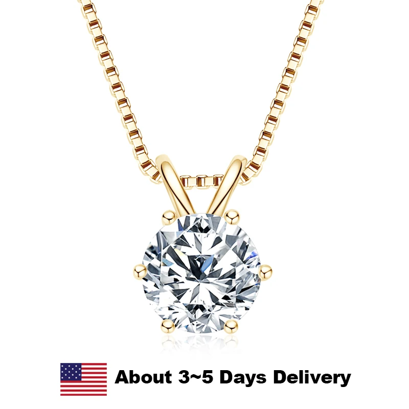 

Luxury 6.5mm Moissanite Pendant Necklaces with Certified S925 Sterling Silver Solitaire Necklace Chains For Women Jewellry Gifts