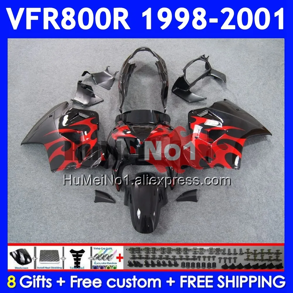 Body For HONDA Interceptor VFR 800RR 800 Red flames RR CC 52No.2 VFR800 RR 98 99 00 01 VFR800RR 1998 1999 2000 2001 Fairings