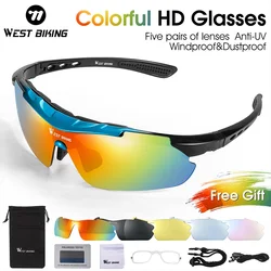 WEST BIKING Polarized Cycling Glasses With 5 Lens UV400 Outdoor Bicycle Sunglasses Windproof Goggles Men Women Cycling Eyewear