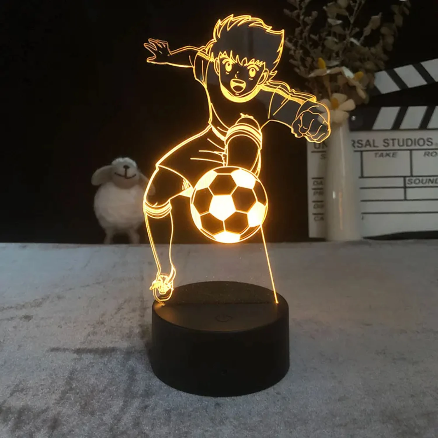 Unique Eye-Catching Vibrant Colorful LED Night Light Figure Inspired by Captain Tsubasa Anime - Perfect Decor for Football Fans