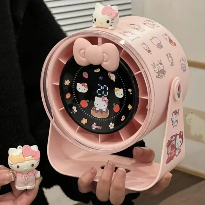 

Cute Kitty Small Fan Desktop Digital Display Small Fan Small Usb Charging Quiet Office Outdoor Super Wind Heat Relief Toy Gift