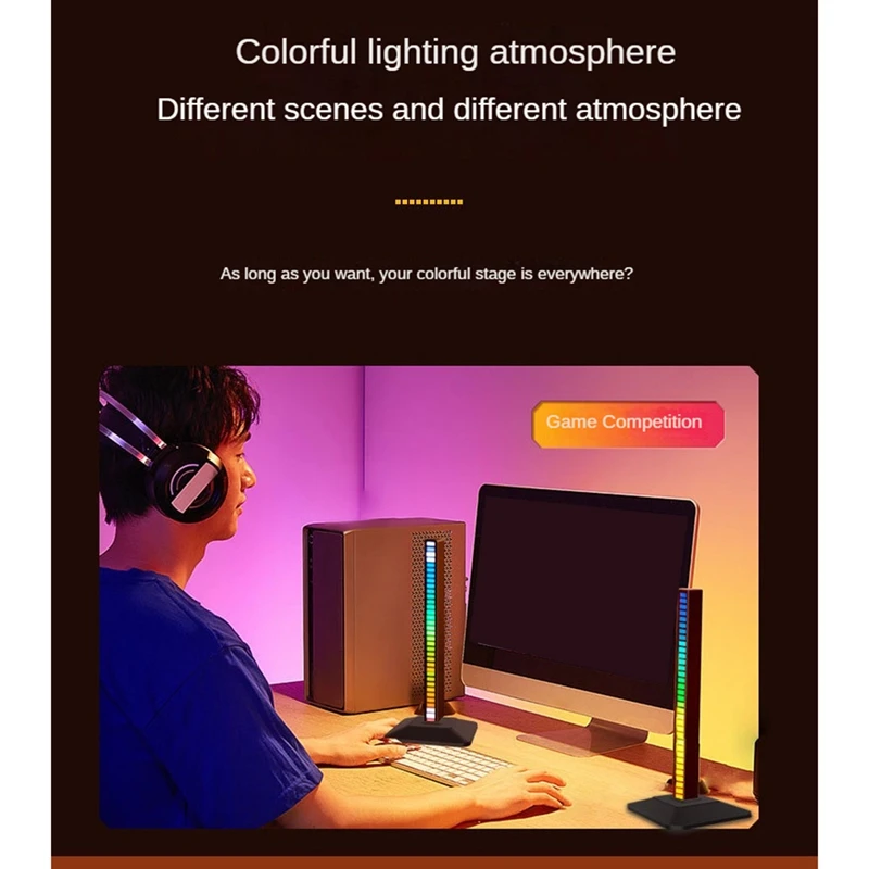 Soporte de auriculares multifunción para juegos de ordenador, soporte de exhibición de luz ambiental, fácil de instalar, negro