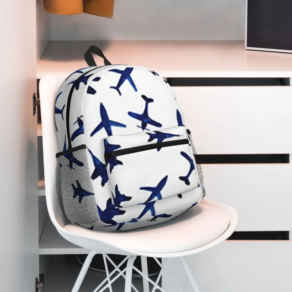 Random Airplanes Pattern Aviation Fighter Pilot Daypack Large Capacity Children BookBag School Bag Shoulder Bags for Men Women