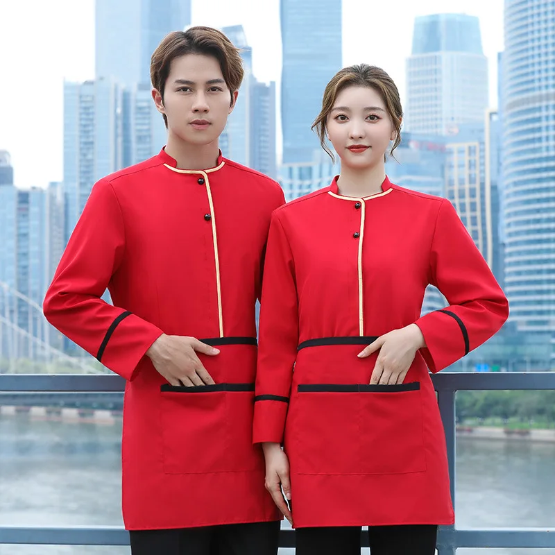 

Hotel Waiter Workwear Long-Sleeved Restaurant Catering Hot Pot Restaurant Chinese Restaurant Waiter Waiter Workwear Autumn and W