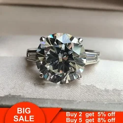 Solitaire Promise ring 925 Sterling Silver 12mm Lab Diamond Engagement Wedding Rings for women Men Statement Jewelry Gift