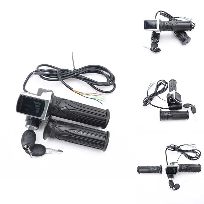 Electric Bike Throttle Grip Electric Bicycle Scooter Twist Throttle Grips With LCD Display And Power Key Locker