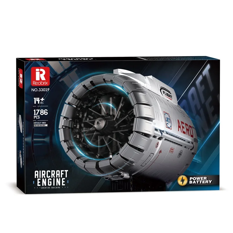 IN STOCK Reobrix 33019 MOC Technical Aviation Turbofan Engine Building Blocks Bricks Model Assembling Kids Toys Birthday Gift