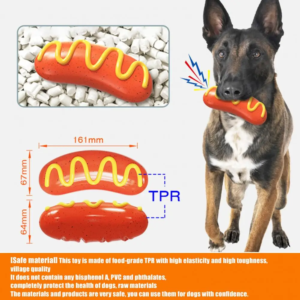 

Indestructible Squeaky Dog Chew Toy Sausage Shape Bite Resistant Stress Relief Dog Toy for Aggressive Chewers