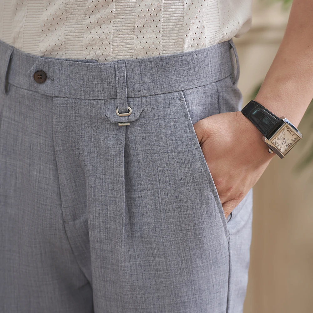 

Мужские высококачественные тканые брюки для костюма, зауженный крой, классические однотонные брюки