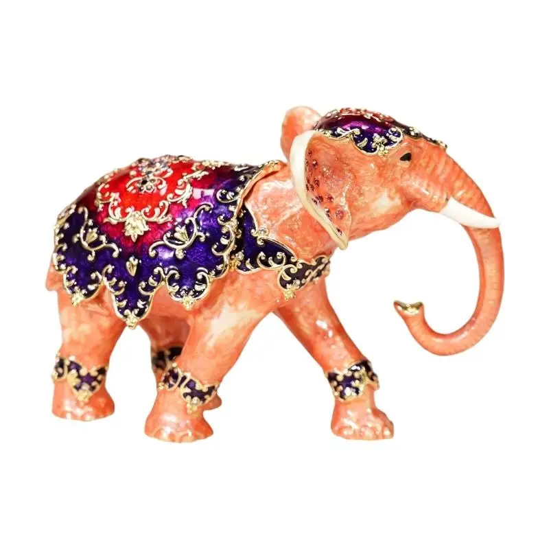 

A52E Thai Styles Elephant Rings Dish With Glittering Stone For Home Decoration