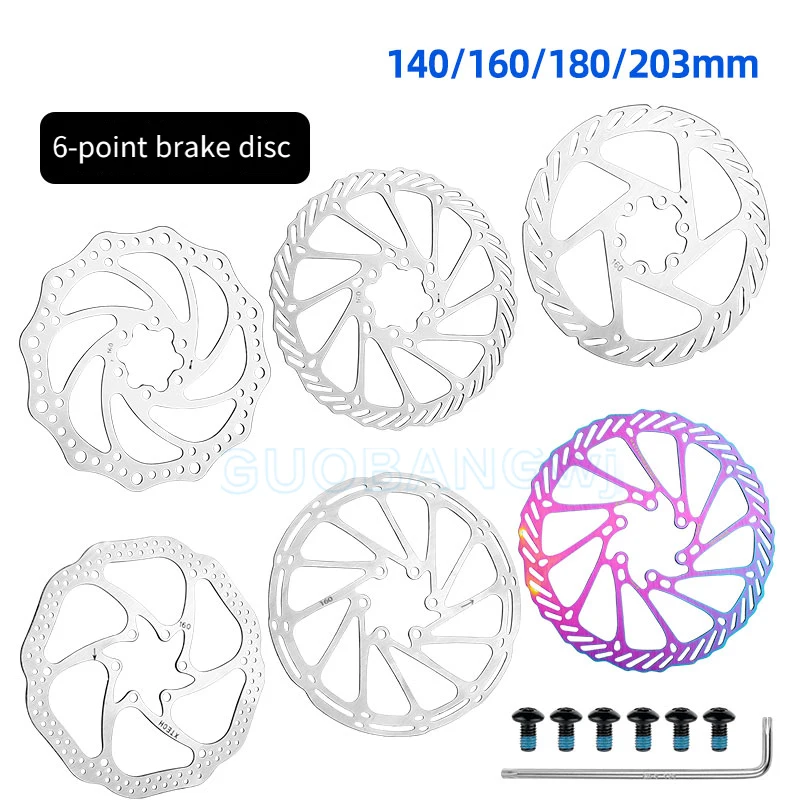 

High-Performance Bicycle Disc Brake Rotor 140/160/180/203mm for Mountain Road Bike 6-Bolt Brake Pads Durable