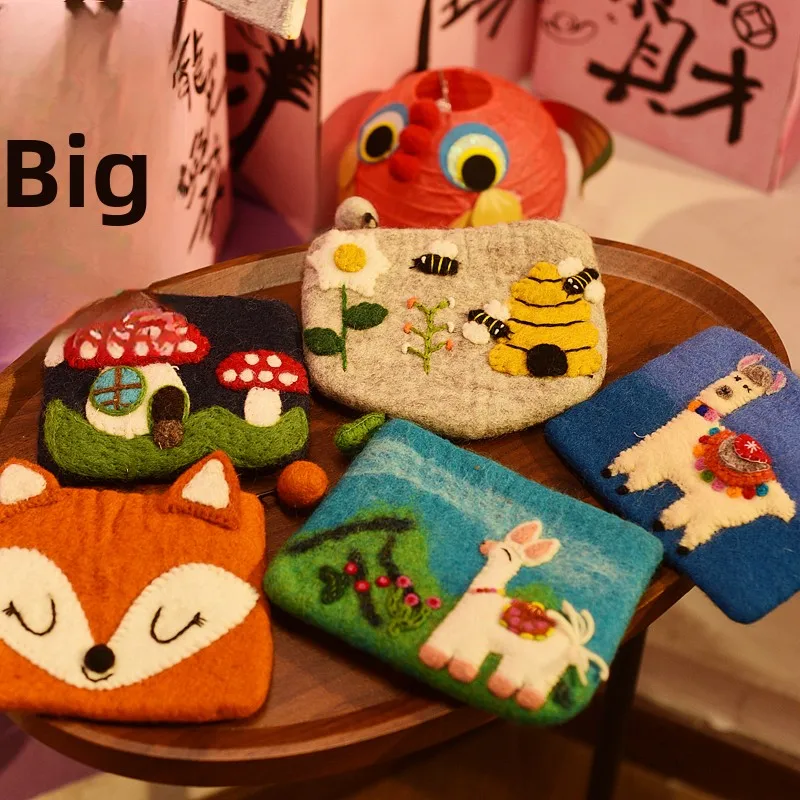 

Креативный кошелек для монет из шерстяного фетра ручной работы, женская сумка для хранения документов с героями мультфильмов, идеи праздничных подарков, персонализированная сумка