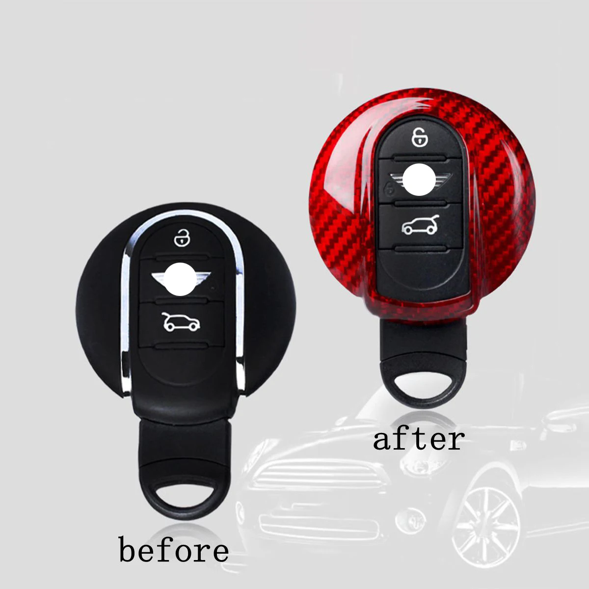 1 Set Real Carbon Fiber Car Key Case Cover Shell For BMW mini cooper F55 F56 Key Protective shell
