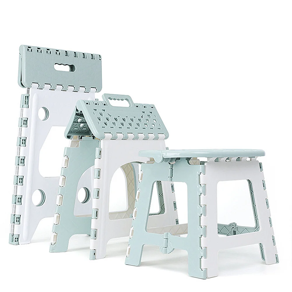 

Plastic Folding Chair Portable Lightweight Stool Green Anti-Skid Pads Space Saving for Home Kitchen Bathroom Closet Garage