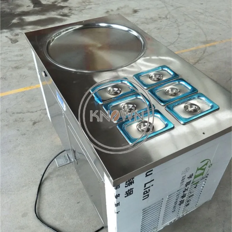 Electric Commercial Fried Ice Machine Single Pan Stainless Steel Fried Ice Roll Machine Ice Cream Machine 45cm For Food Shop