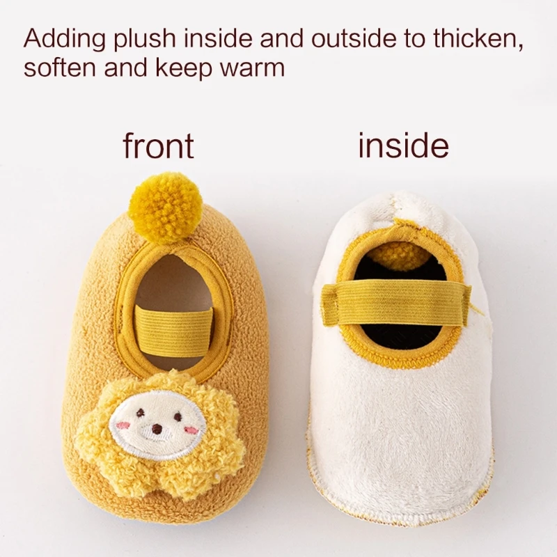 New Plush Cartoon Rabbit Baby Floor Socks Thick Non-slip Baby First Walkers Elastic Autumn Winter 0-3 Years Boy Girl Short Socks