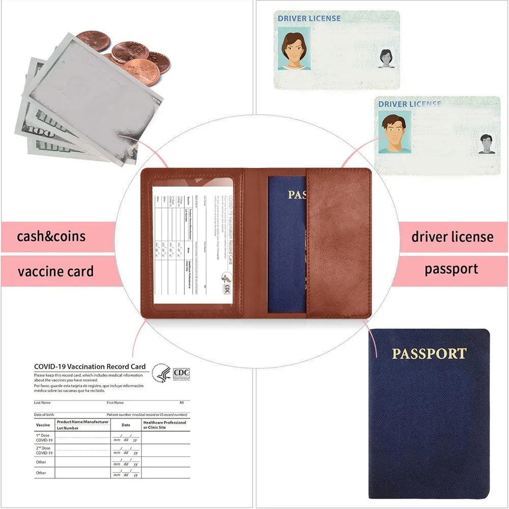 Contenedor de pasaporte con bloqueo RFID, organización de pasaporte, soporte para pasaporte, estuche de almacenamiento de negocios para viajes a prueba de polvo, patrón de letras de amor