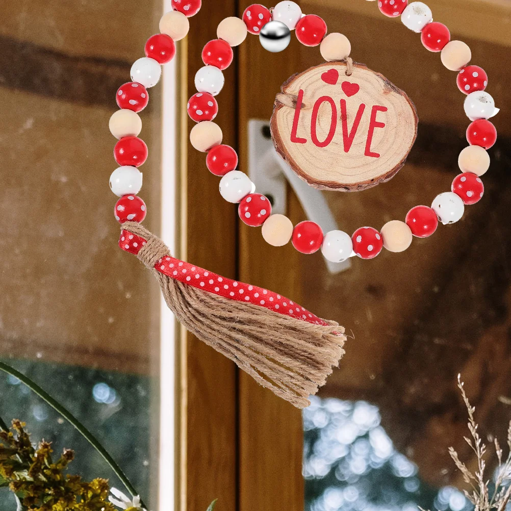 

2Pcs Wooden Bead Hanging Decoration Romantic Valentines Day Beaded Garland Decor Party Wall Home Decor Wood Beads Garlands