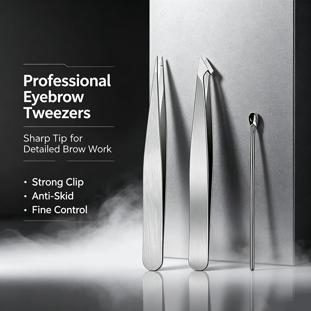 Polished Tight Closure Stainless Steel Eyebrow Tweezers for Beauty Workers Pluck Tiny Facial Hairs Reusable Brow Trimming Tool