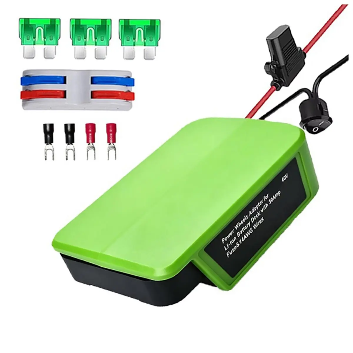 HGHO Battery Adapter Power Wheel Adapter for Greenworks 40V Lithium Battery 29472 29252 29252 with Fuse & Wire Terminal