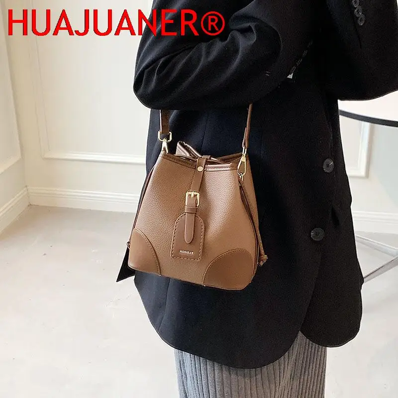 

Retro Small Crossbody Bags 2023 Trending Leather Women's Bucket Bag Simple Wild Shoulder Bag Popular Design Female Handbags Sac