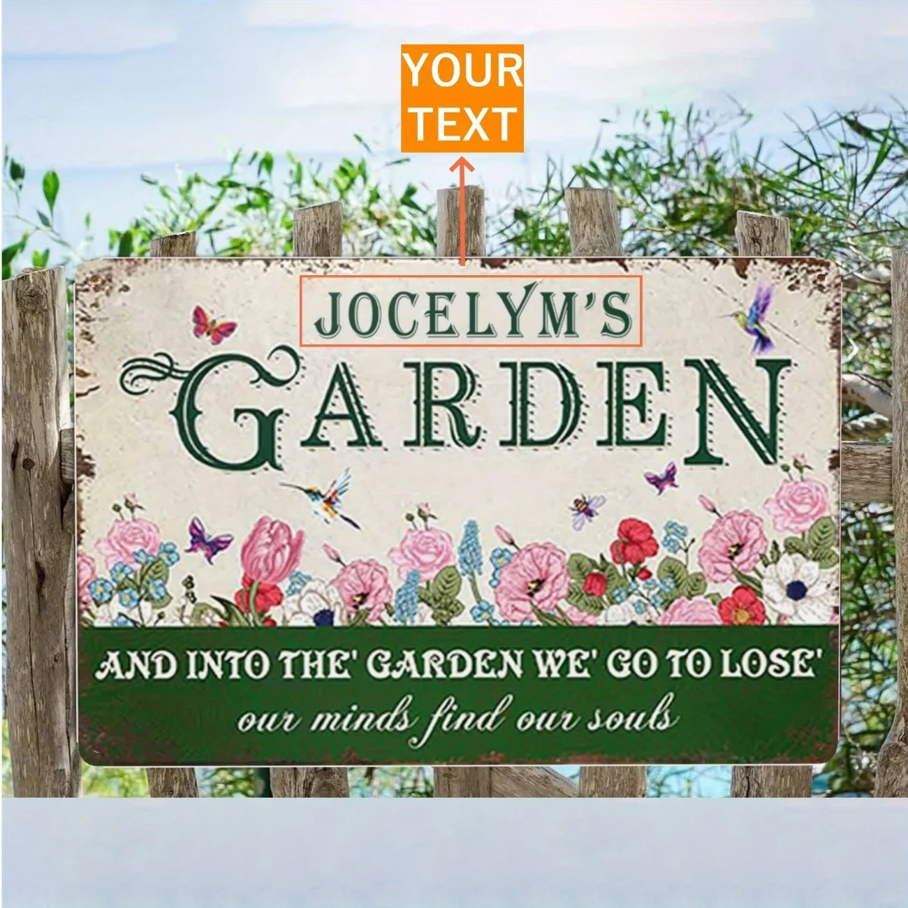 1pc Custom Name Garden Metal Sign Vintage Modern Wall Art Home Outdoor Garden Decor (Only Decoration)
