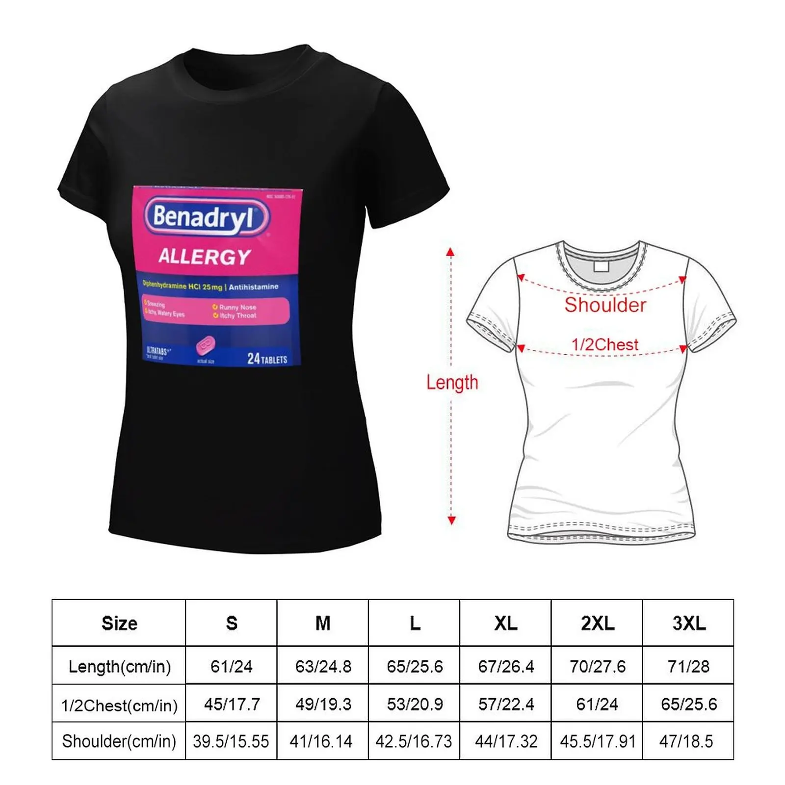 Benadryl Allergy Tabs T-Shirt plus sizes oversized sweat Top Women