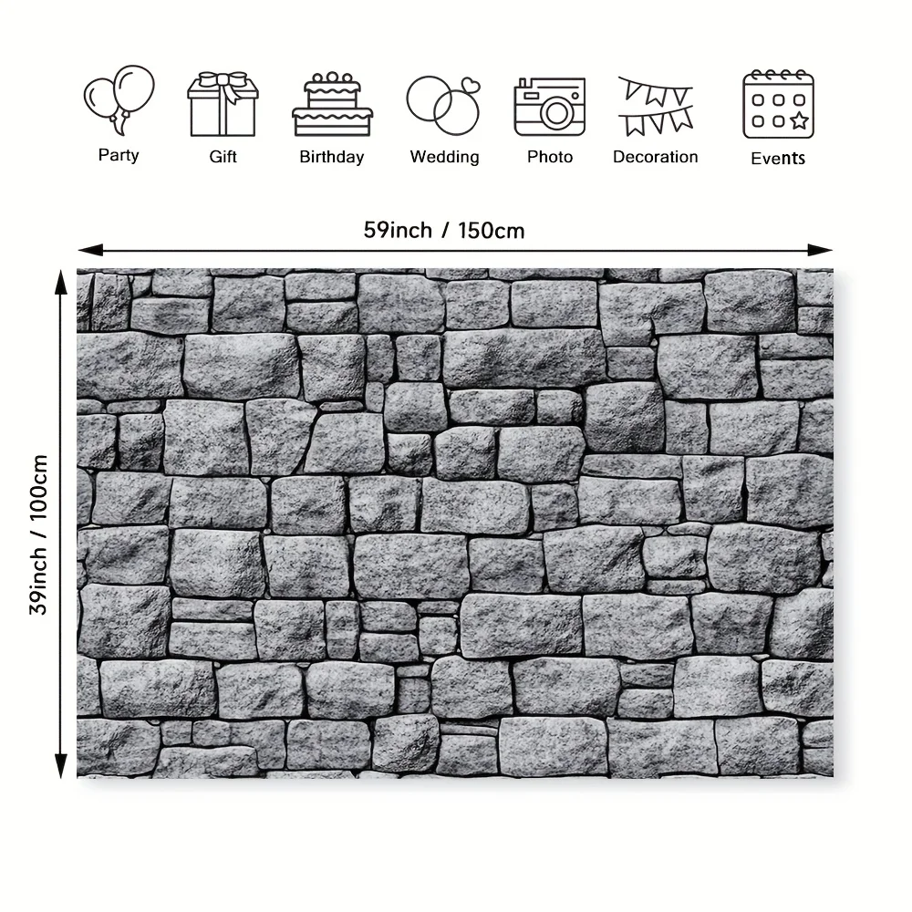 قطعة واحدة من خلفية الحائط المصنوعة من حجر القلعة في العصور الوسطى - تصميم واقعي من الطوب، مثالية لزينة حفلات أعياد الميلاد والداخلية #3