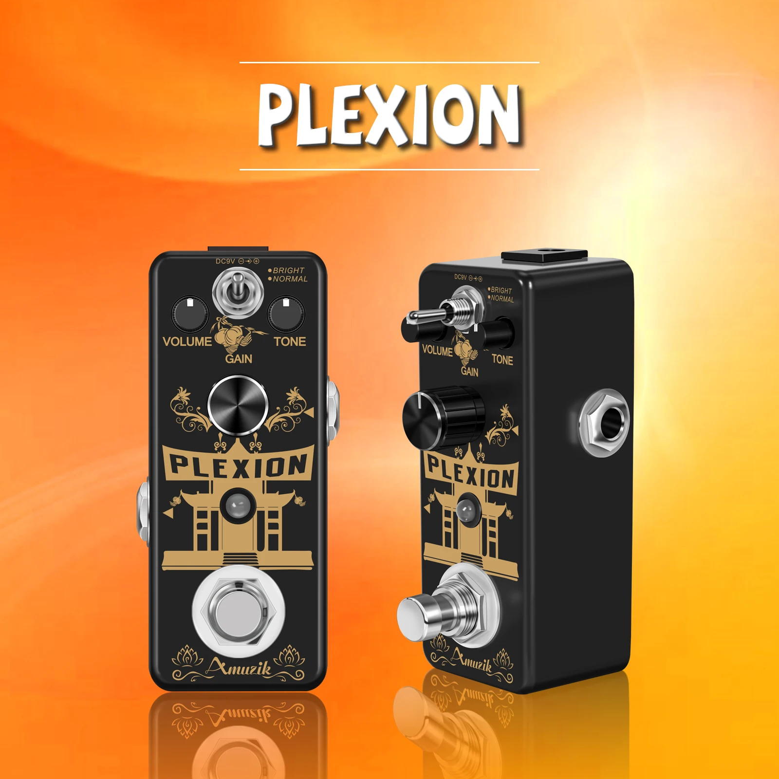 Pedal de guitarra de distorsión Pedal de efecto Plexion para Pedal de distorsión de bajo de guitarra con modos normales brillantes, tono Plexion combinado w