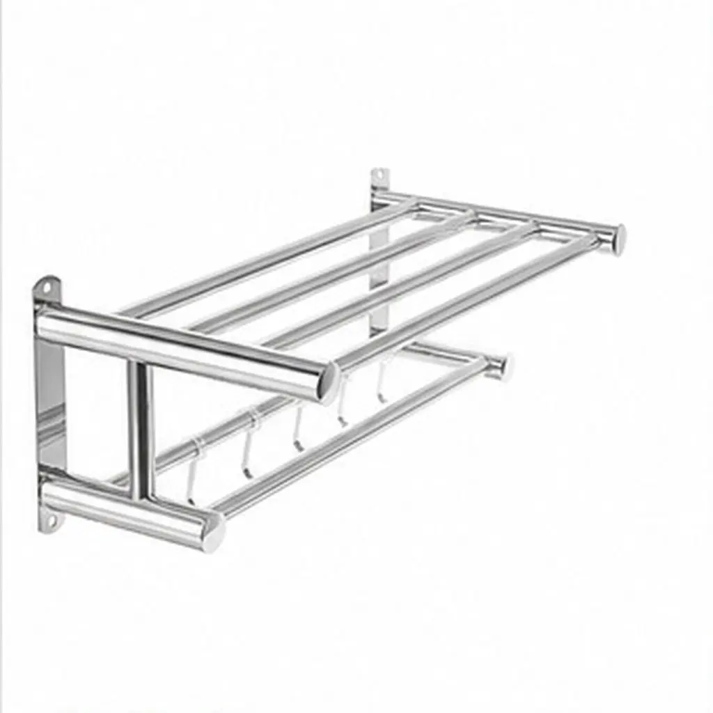 Stainless Steel Wall Mounted Towel Rack with Hanging Wire Basket for Bathroom Shower Storage Organizing