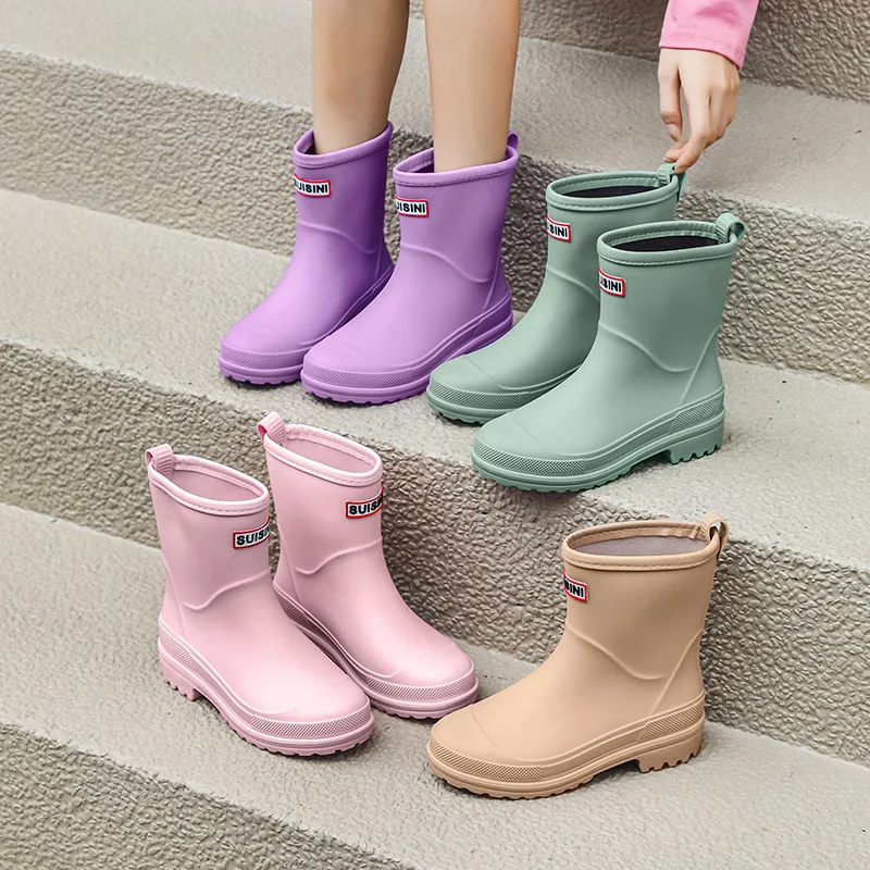 Wasserstiefel für Damen zum Regen, Gummischuhe, wasserdichte Galoschen, Gartenarbeit, Angeln, Knöchel, klobige Regenstiefel, Küchenschuhe 2023