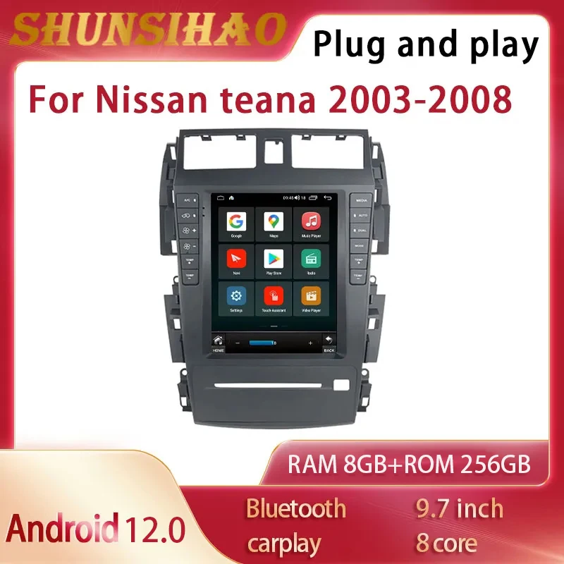 ShunSihao GPS Navi Android 12 tape recorder For 9.7 inch Nissan teana 2003-2008 Video player CarPlay Multimedia Car Radio 128G