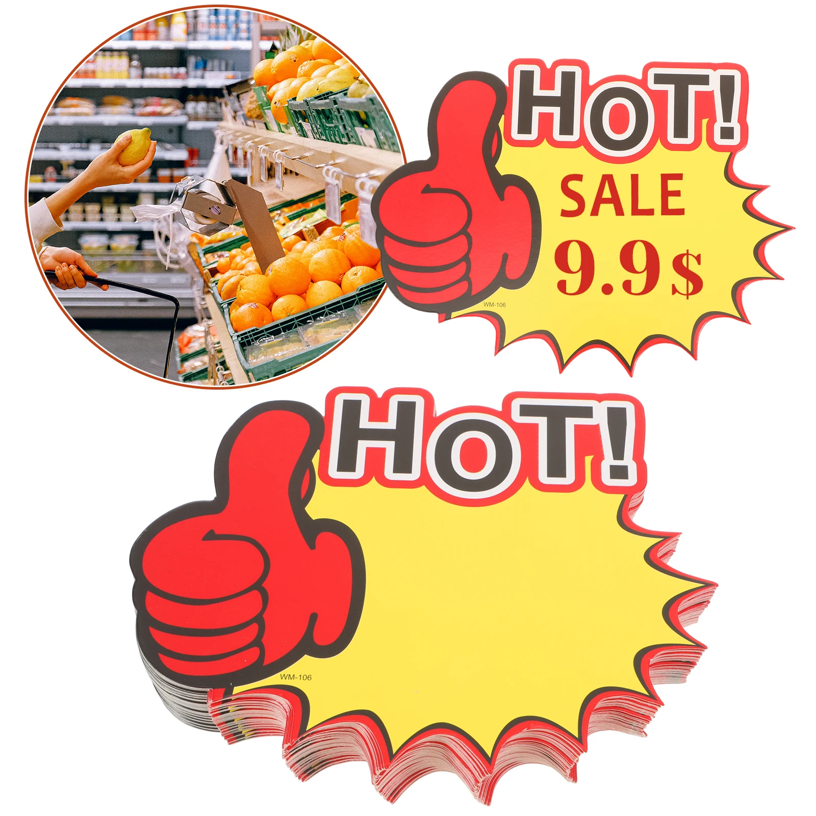 

100 Pcs Price Tag Stickers Card Yellow 230g White Blank Star Retail Sale Signs Sales