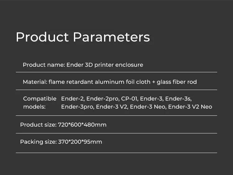 Neues Upgrade-Ender-3D-Druckergehäuse, gute Isolierungseffekt, feuerhemmend, einfach zu installieren