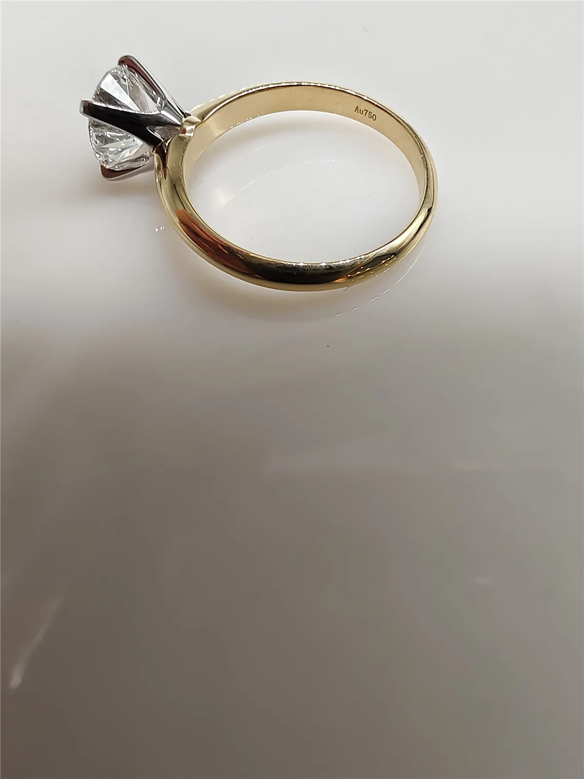18K Gold Solid Real Gold Lab-Grown Diamond Round 2CT 4-Prong Two-Tone Women's Engagement Ring, Advanced Custom Jewelry, 10K GOLD view 3