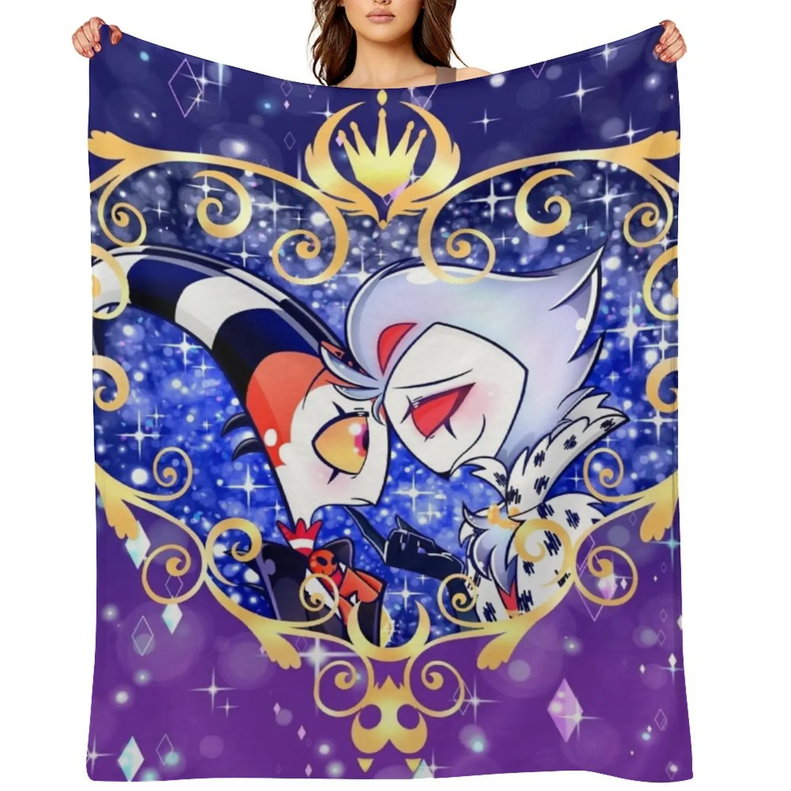 

Helluva Boss Stolas and Blitzo Heart Frame Throw Blanket Fashion Sofas Decoratives warm for winter blankets and throws Blankets