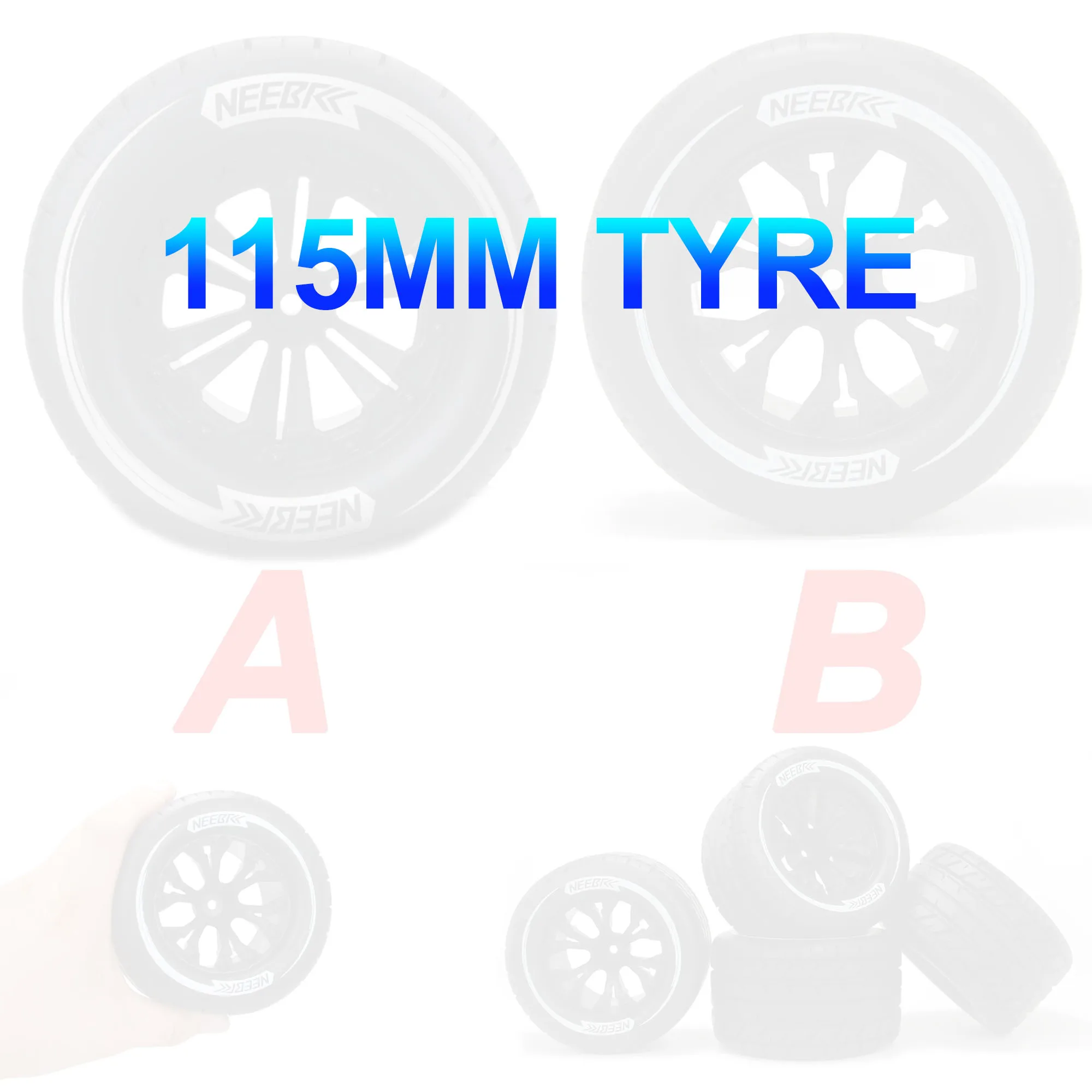 

4PCS NEEBRC 115mm 1/10 RC Car Rubber Tire Wheel Tyre 12mm Hex for RC Off-road Buggy Monster Redcat HPI Traxxas Savage XS TM