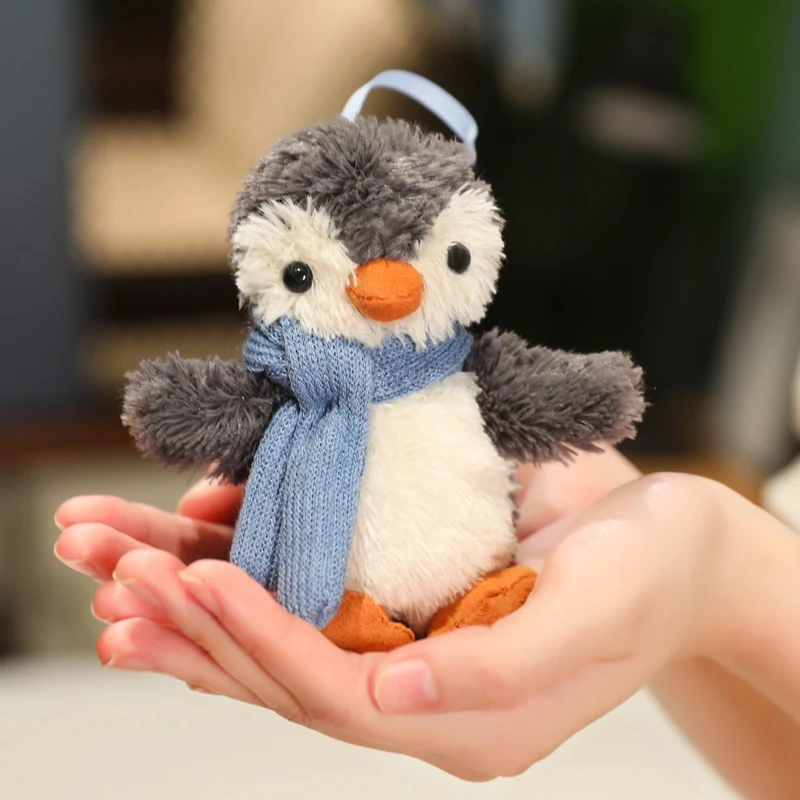 Cartoon Animal Wear Hat Scarf Doll Stuffed Skiing Penguin Plush Toy Bracelet Plushie Wrapped Around Arm Birthday Christmas Gifts