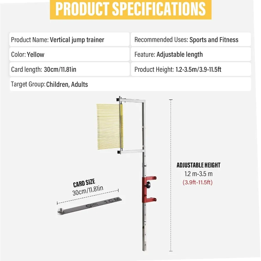 أداة قياس القفز العمودي المثبت على الحائط للاستخدام الخارجي: نطاق الارتفاع القابل للتعديل من 47.24 بوصة إلى 137.8 بوصة عمودي دقيق #4