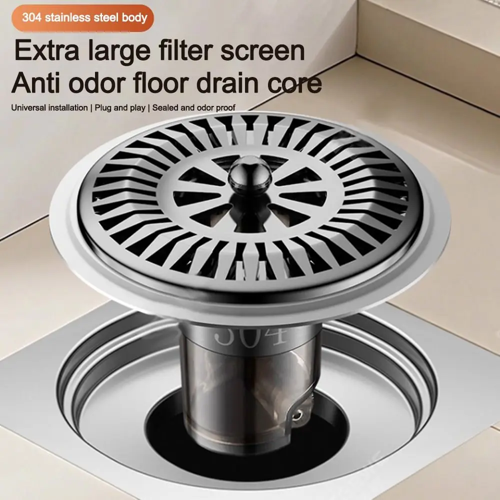 Stainless Steel Odor Proof Drain Core Hair Catcher Insect Proof Kitchen Sewer Sealing Ring Bathroom Drain Plug