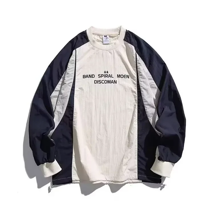 

Свитер с длинными рукавами в стиле ретро для мужчин и женщин на весну, свободный повседневный пуловер с круглым вырезом для пар, универсальный стиль для отдыха