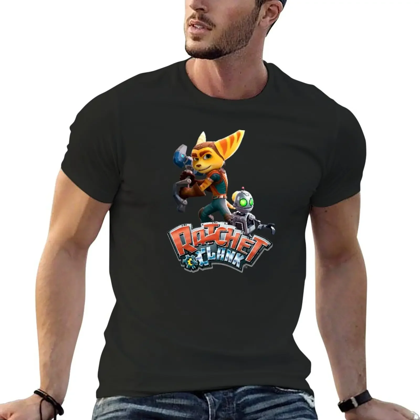 Ratchet and clank T-Shirt blacks korean fashion funny t shirts men