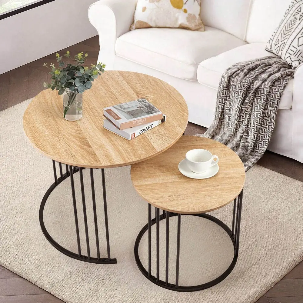 

Coffee Table Set Of 2, Round Table, Morden End Side Table Night Stand For Bedroom Dining Room
