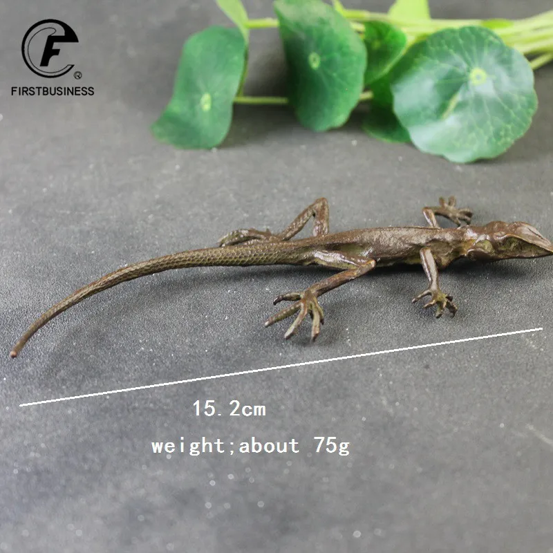 Copper Lizard Statue Solid Animal Sculpture Desktop Ornament Antique Bronze Home Decorations Accessories Crafts Collection