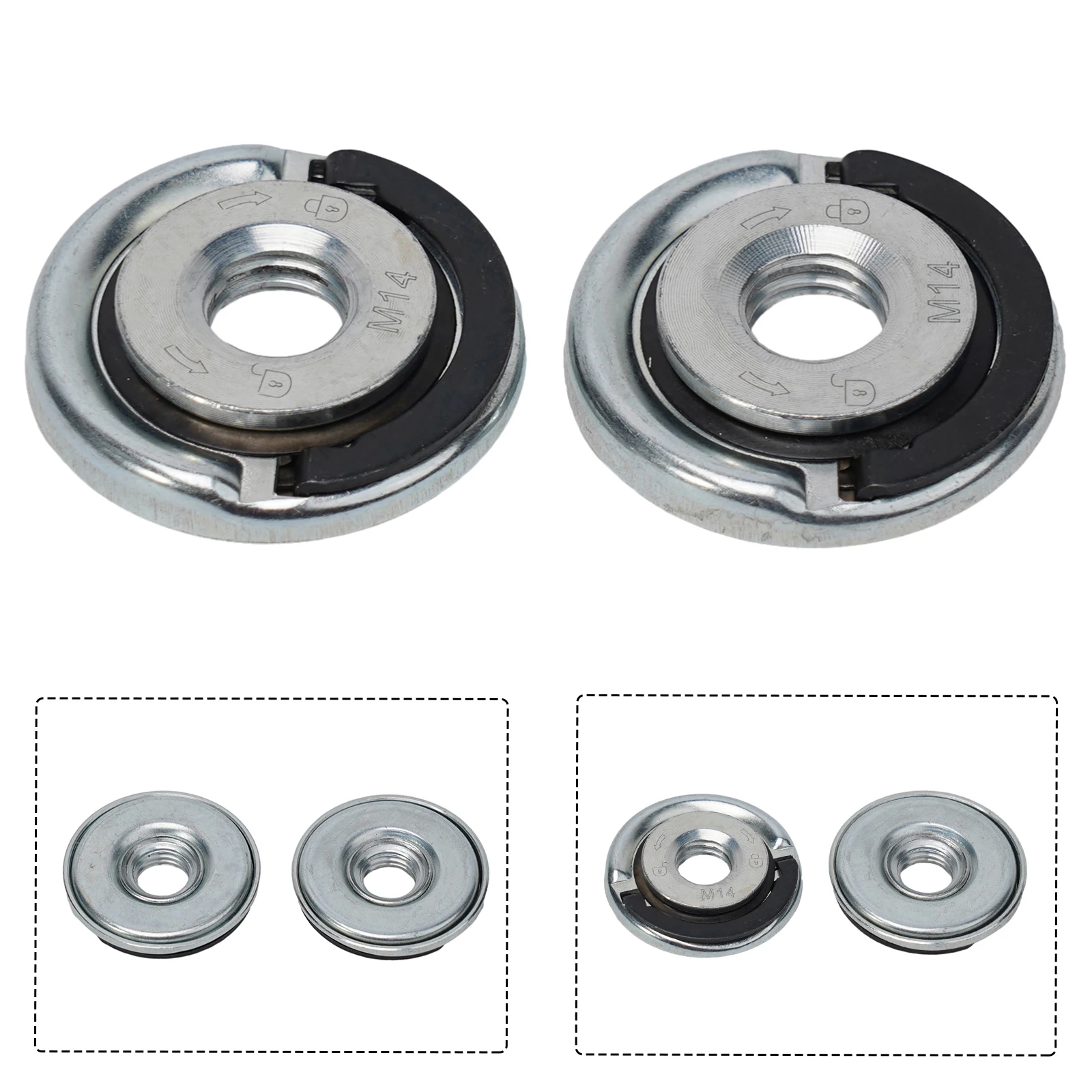 2Pcs Quick Release Flange Nut M14-Thread Self-Locking Grinder Pressing Plate Power Chuck Tools Angle Grinder Accessories