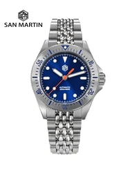 San Martin diseño Original 38,8mm actualización reloj de buceo Sunburst Esmalte Dial NH35 mecánico automático de lujo impermeable 200m Lume