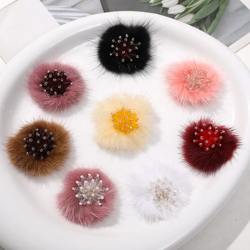 

10 шт., наклейка из меха норки с кристаллами и цветком, наклейка на ткань, сделай сам, аксессуар для волос, головной убор, нагрудный цветок, аксессуары, нашивки для одежды