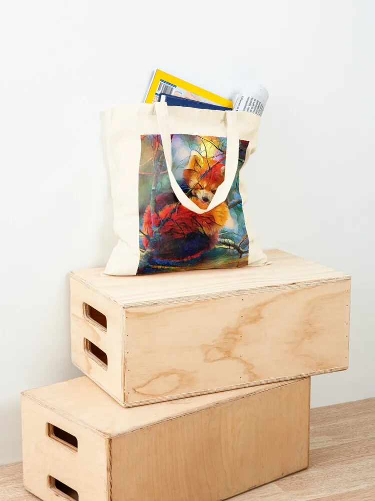 Autumnal Red Panda Tote Bag Candy bags tote bags aesthetic women bag custom canvas bag