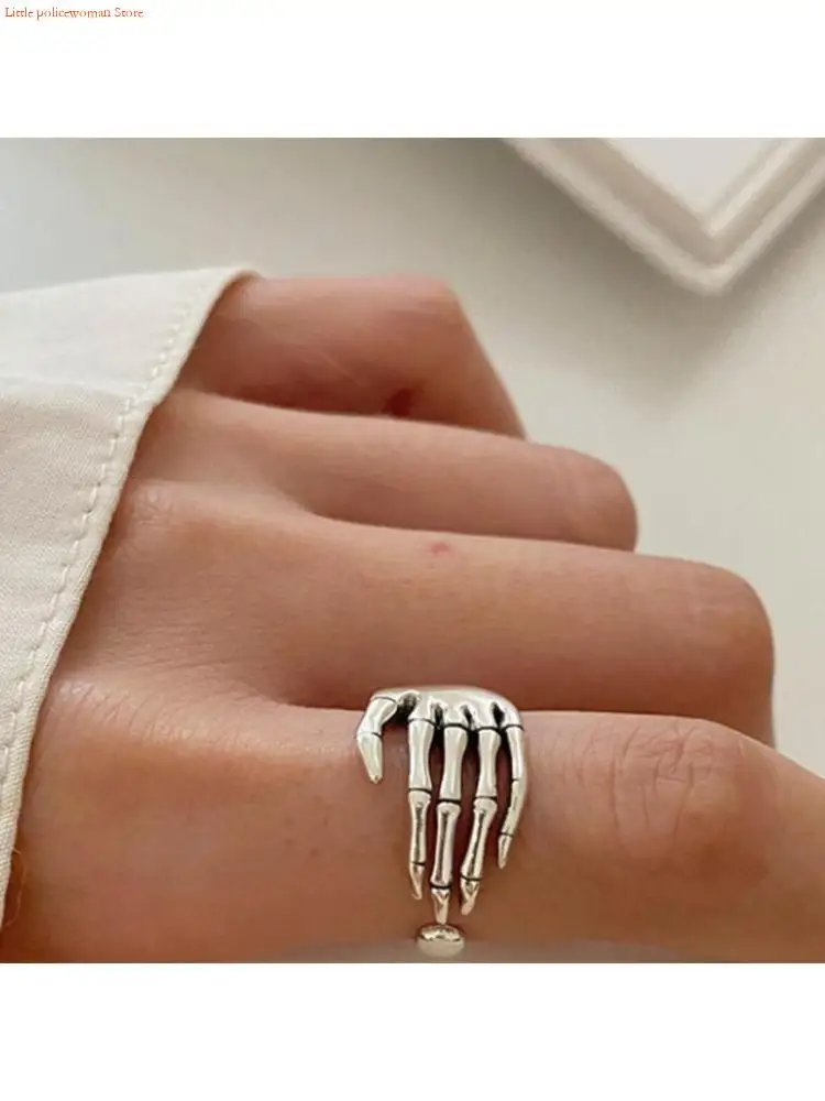 F92D Skeleton Hand Loop Five Claw Ring Jewelry Lover Couple Ring Friendship Open Ring